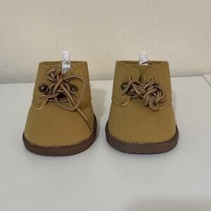Build-A-Bear BAB Brown Tan Faux Leather Suede Lace Up Hiking Boots Shoes Doll